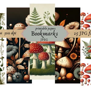 marque-page botanique imprimable vintage, marque-page pour journal indésirable végétal, marque-page vintage imprimable, ensemble de marque-pages JPG en téléchargement numérique, coupes difficiles