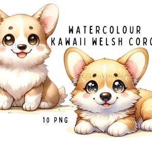 Kawaii Welsh Corgi Clipart Bundle | 10 High-Quality PNG s | Digital Planner, Junk journal, Digital Download, Sublimation | Commercial Use