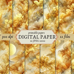 Gold Digital Paper Gold textures, gold backgrounds gold gift wrapping scrapbooking gold backdrop instant download invitation commercial use