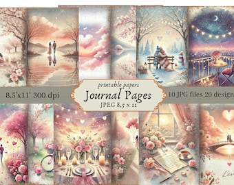 Valentinstag Junk Journal: Pink Love Collage Sheets (Digitaler Download)