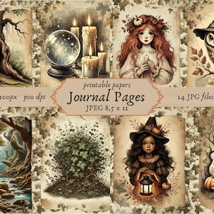 Charming Halloween Watercolor Journal Kit | Printable Scrapbook Papers & Vintage Ephemera JPGs, Spooky-Cute Halloween Whimsical Paper Pack