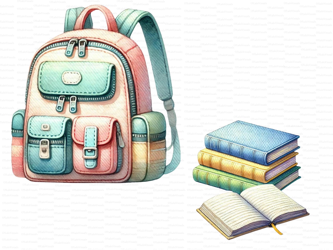 Back to School Clipart Bundle Printable 10 High-quality PNG Files ...