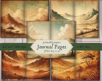 Vintage Landscape Junk Journal Paper: Distressed Texture (Digital Download)