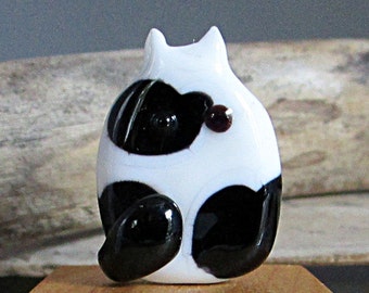 Cow Cat Bead Handmade Lampwork Focal by teribeads - Clarissa FatCat