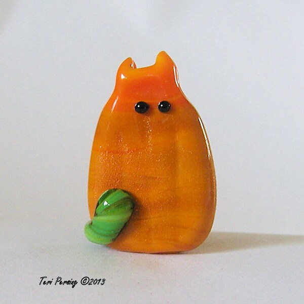 Pumpkin Cat Bead Handmade Lampwork - Porfirio FatCat