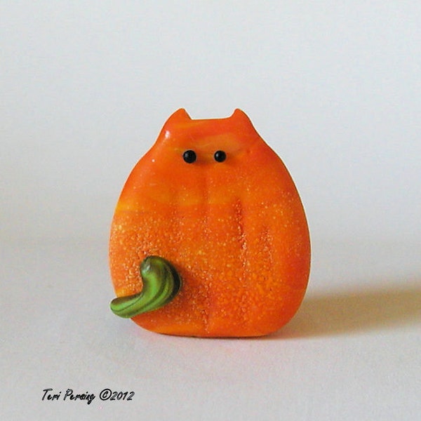 Pumpkin Cat Bead Handmade Lampwork - Langhorne FatCat