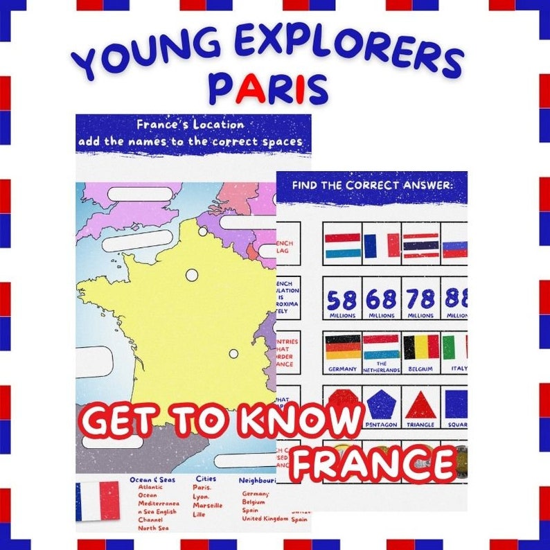 Paris French Activity Pack for Kids Educational and Fun Workbook With ...