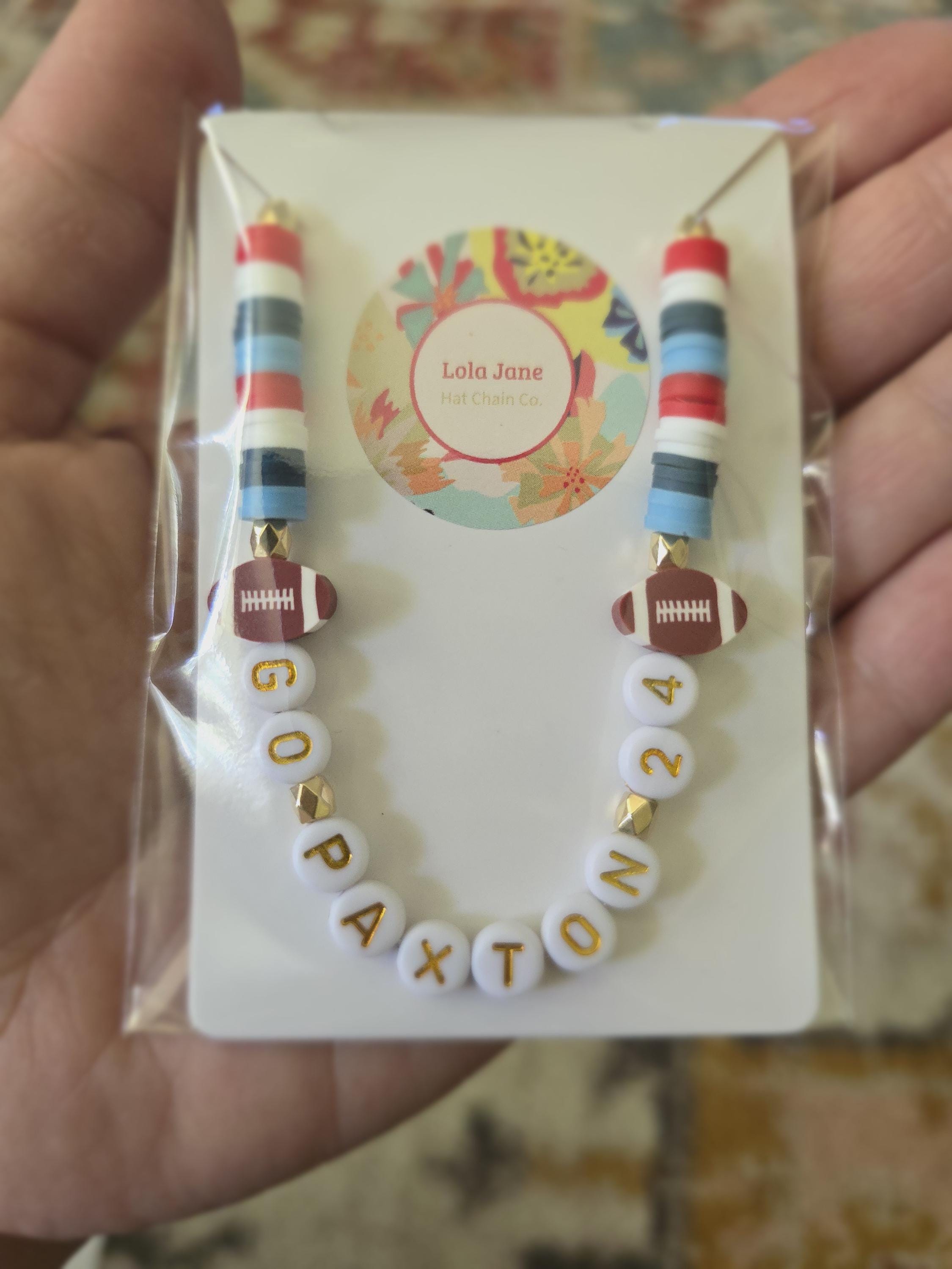 Beaded sports team saying trucker hat chain