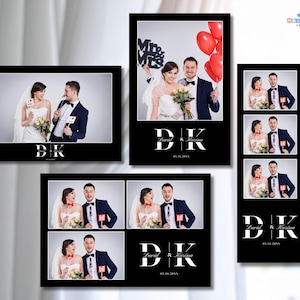 Minimalist Monogram Wedding Photo Booth Template | Elegant Photobooth Frame (PSD, Canva)