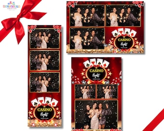 Modello per cabina fotografica da casinò / Sovrapposizione rossa e oro / Casinò di Las Vegas / Modificabile in PSD e Canva