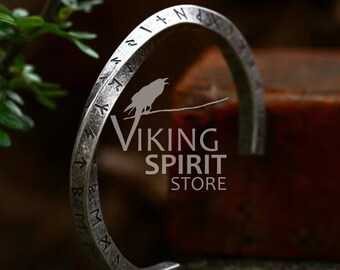Bracelet jonc torsadé nordique jonc runes VIKING - mythologie nordique/scandinave/bijoux/