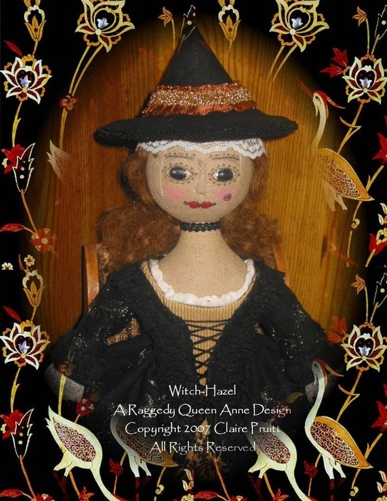 Queen Anne Style Witch Cloth Doll PDF Pattern image 1