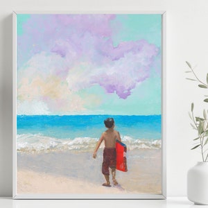 Beach boy giclee print, giclee print, ocean print, oil painting, beach giclee print