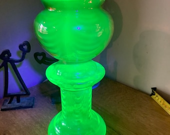 Victorian Uranium and Cranberry Glass Blown Vase *RARE*