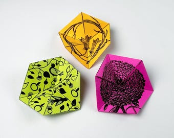 Tri-Hexaflexagon Paper Fidget Toy: Printable Geometric/Floral Designs (PDF Pattern)