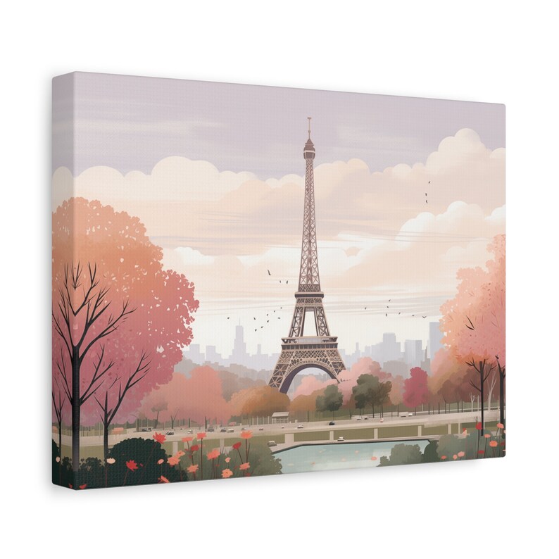 Paris in Pastel Dusky Pink, Canvas Print, Matte, Stretched, 1.25