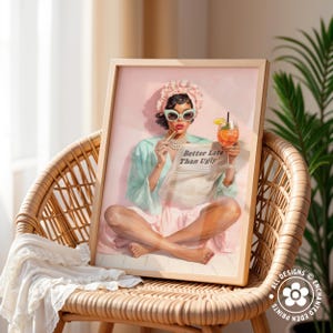 Trendy Retro Coquette Print: 1950s Better Late Than Ugly Newspaper Quote Poster – Black Girl Wall Art image 11