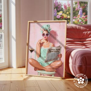 Trendy Retro Coquette Print: 1950s Better Late Than Ugly Newspaper Quote Poster, Girly Wall Art image 13