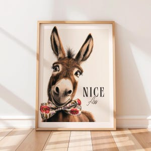 Funny Donkey Bathroom Print: Nice Ass Restroom Wall Art