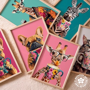 a group of cards with a picture of a giraffe, a zebra,