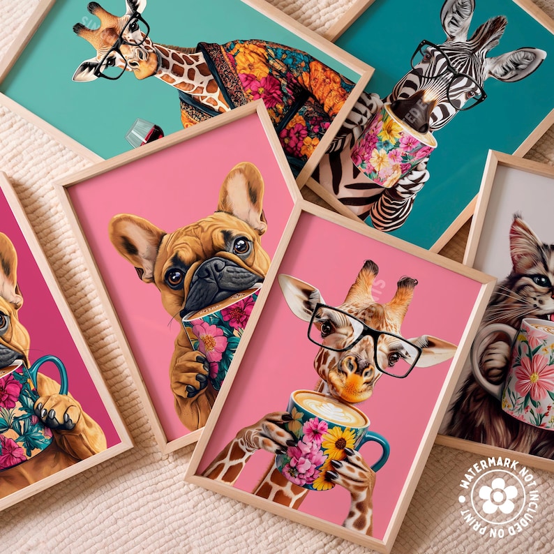 a group of cards with a picture of a giraffe, a zebra,