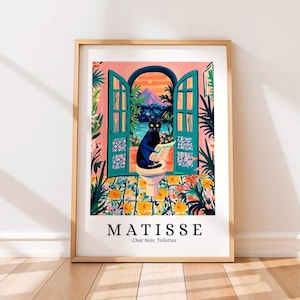 Schwarze Katze auf Toilette Poster, Matisse Druck, Lustige Badezimmer Wandkunst, Dopamin Dekor, Mid Century Modern Kunst, Henri Matisse Stil, Katzen Geschenk