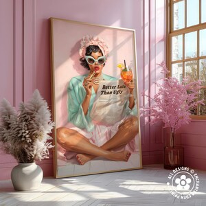 Trendy Retro Coquette Print: 1950s Better Late Than Ugly Newspaper Quote Poster – Black Girl Wall Art image 6