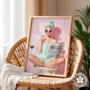Trendy Retro Coquette Print: 1950s Better Late Than Ugly Newspaper Quote Poster, Girly Wall Art image 11