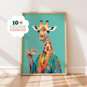 Lámina de jirafa para la fiesta del té: arte mural animal maximalista