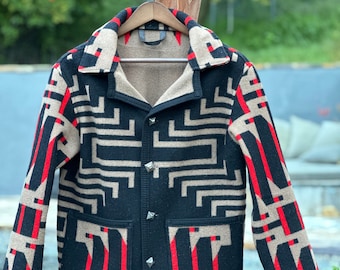 Campfire Coat Black Tan Red Wool Pendleton® Washington Centennial
