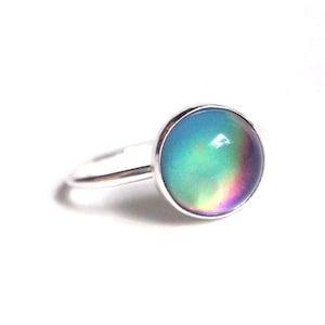 Mood Ring Medium in Sterling Silver with Color Meaning Chart image 1