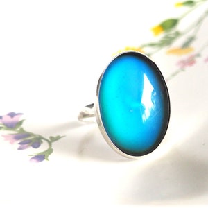 Adjustable Mood Ring,  Extra Large Sterling Silver
