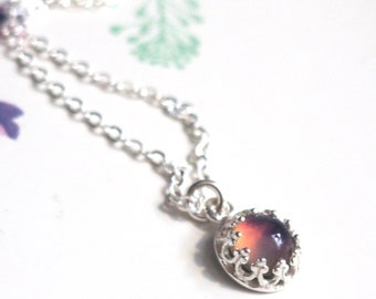 Small Crown Mood Necklace in Sterling Silver