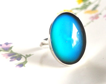 Adjustable Mood Ring,  Extra Large Sterling Silver