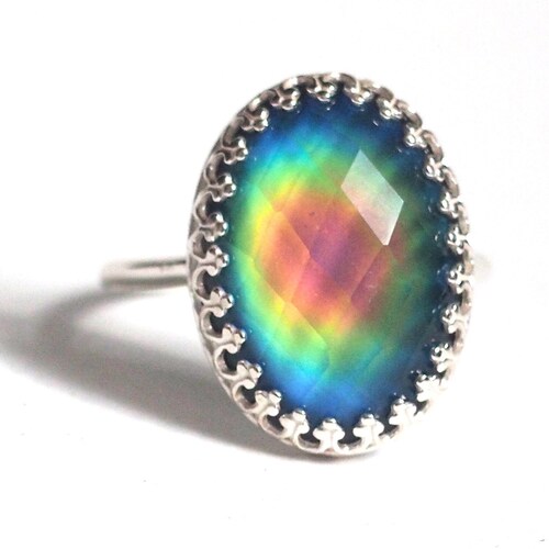 Mood Ring Color Changing Mood Stone Handmade in Sterling - Etsy