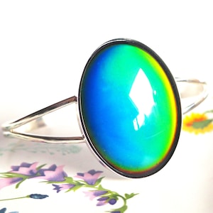 Extra Large Mood Cuff Bracelet in Sterling Silver Adjustable
