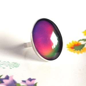 Sterling Silver Large Mood Ring, Cocktail Ring