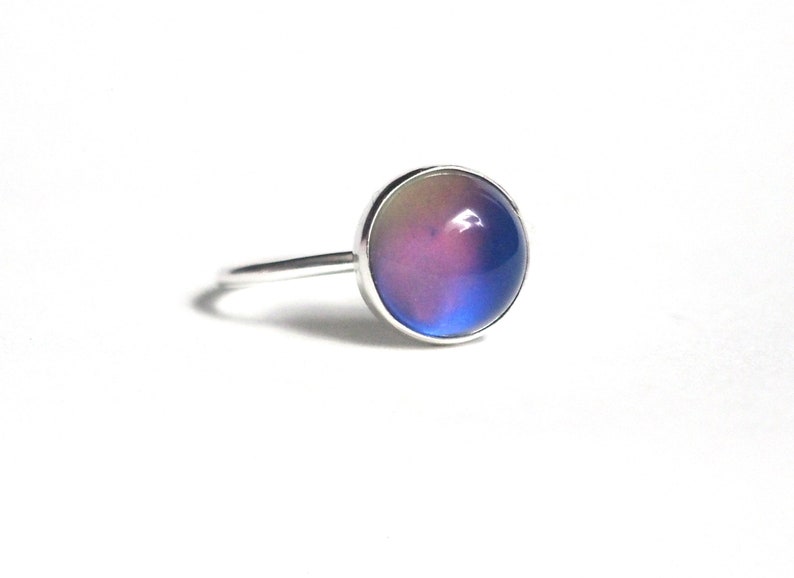 Mood Ring Medium in Sterling Silver with Color Meaning Chart image 2