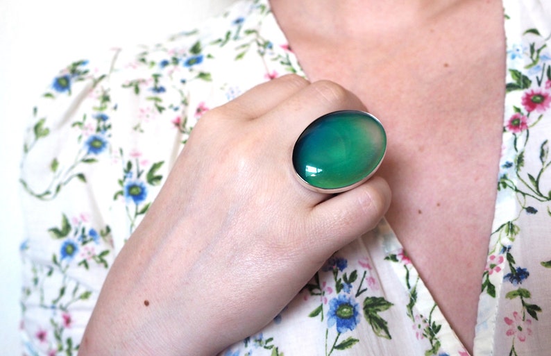 Extra Large Mood Ring in Sterling Silver image 6