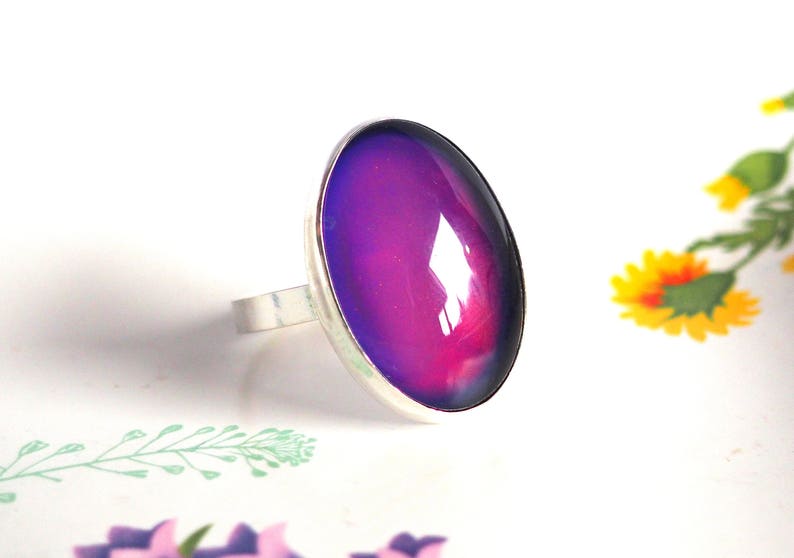 Sterling Silver Large Mood Ring, Cocktail Ring image 4