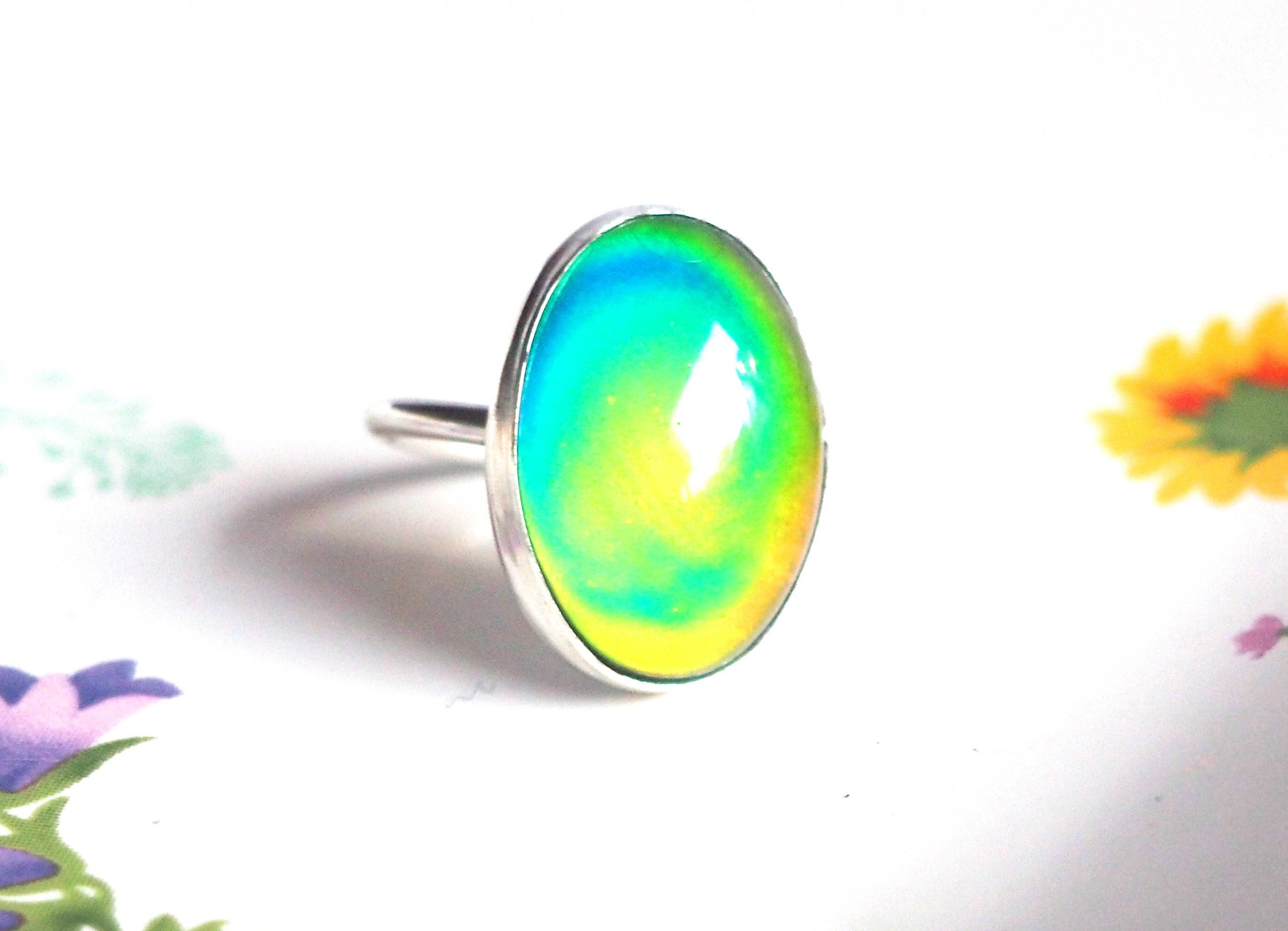 Anello Umore (Mood Ring) Placcato Argento Con Pietra Che Cambia Colore – Gioiello Donna - Foto 3