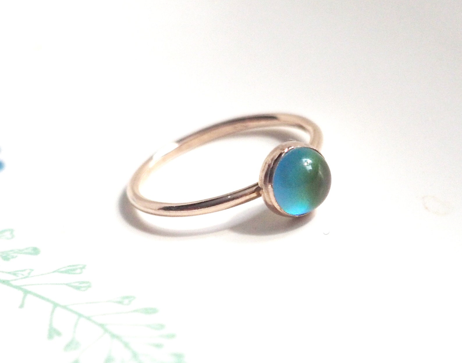 Small Mood Ring in Rose Gold Etsy