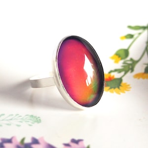 Sterling Silver Large Mood Ring, Cocktail Ring image 6