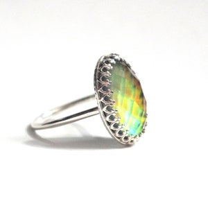 Classic Crown Faceted Mood Ring in Sterling Silver with Color Changing Stone image 8