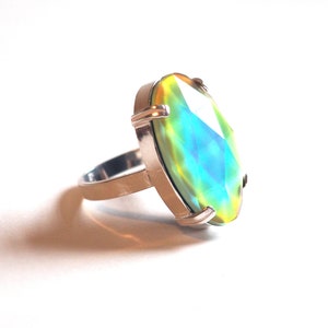 Large Prong Mood Ring with Faceted Stone in Sterling Silver image 10