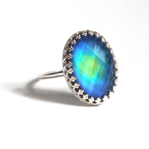 Classic Crown Faceted Mood Ring in Sterling Silver with Color Changing Stone image 2
