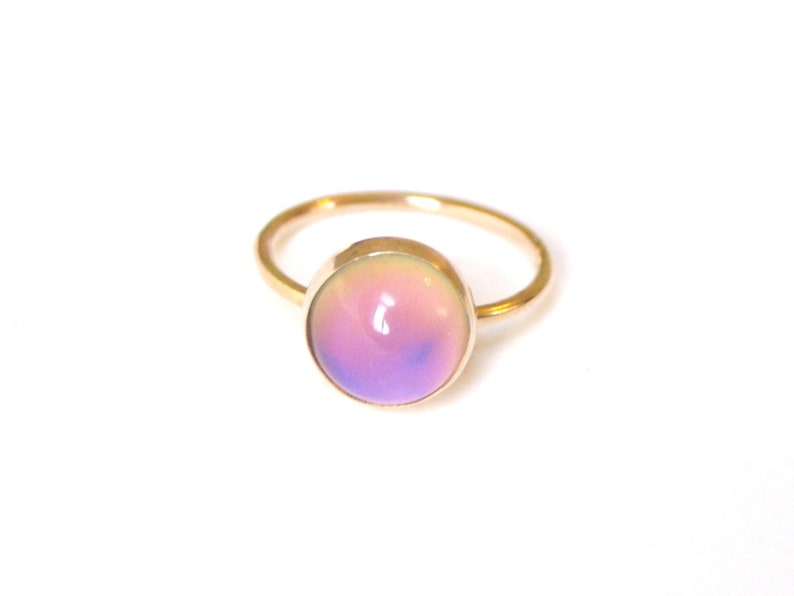 Mood Ring, 14kt Gold, Color Changing Stone image 3