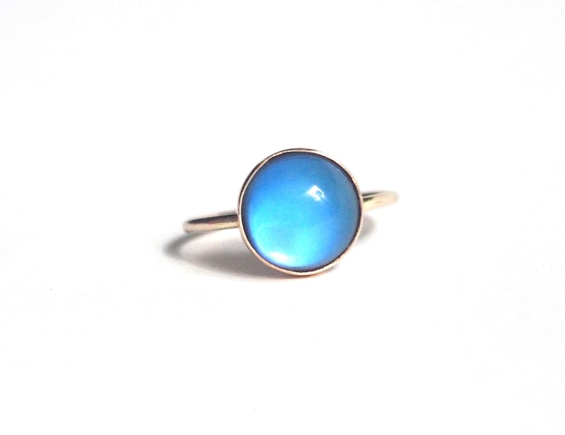 Mood Ring, 14kt Gold, Color Changing Stone image 2