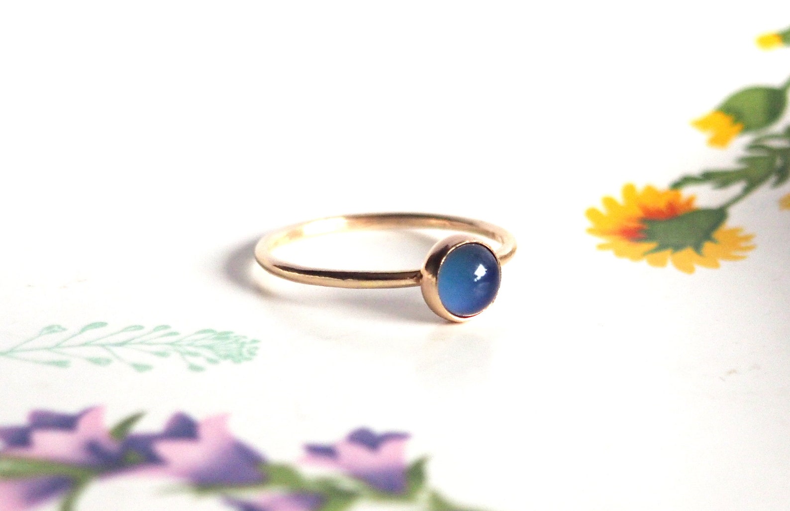 Small Mood Ring in 14kt Gold Etsy