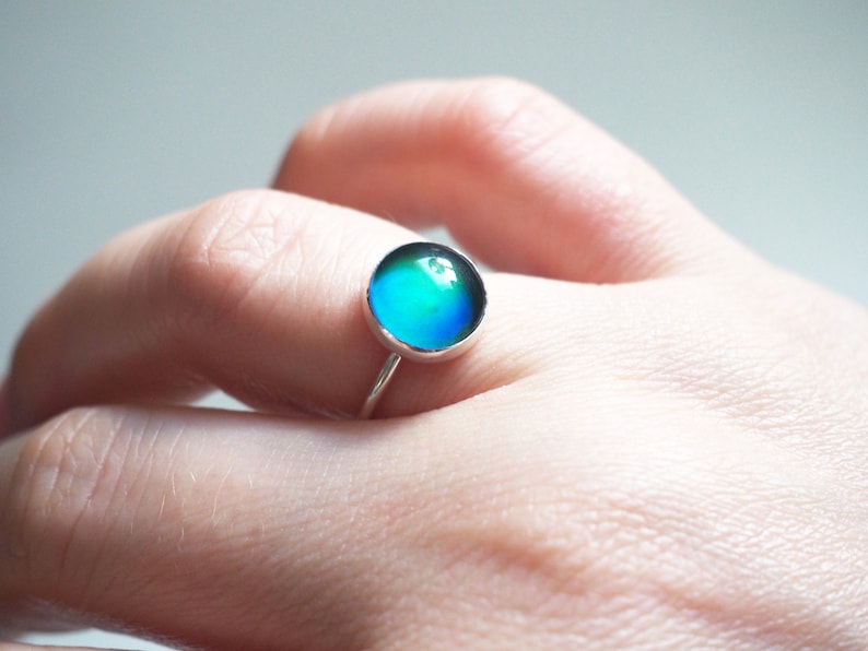 Mood Ring Medium in Sterling Silver with Color Meaning Chart image 4